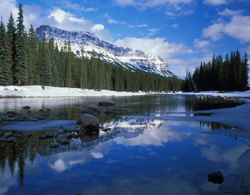 Snow-capped Mountain River