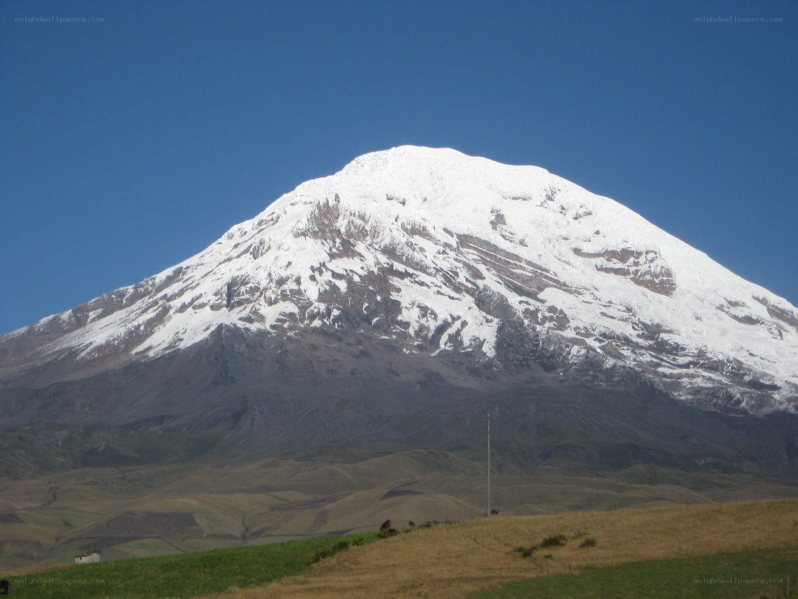 Snow-capped mountain under blue sky