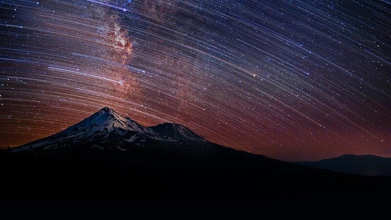 Snow-capped Mountain under Stars — Black, Serene