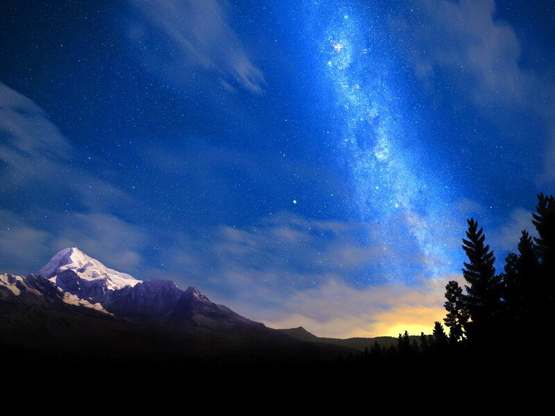 Snow-capped Mountain under Stars