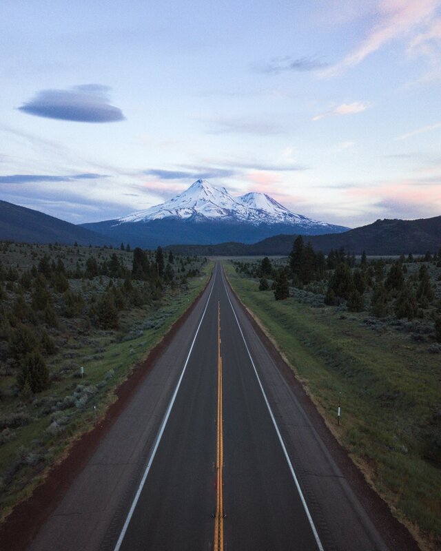 Snow-capped Mountain View — Blue, Serene, Sunset