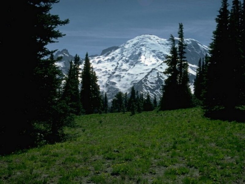 Snow-capped mountain view