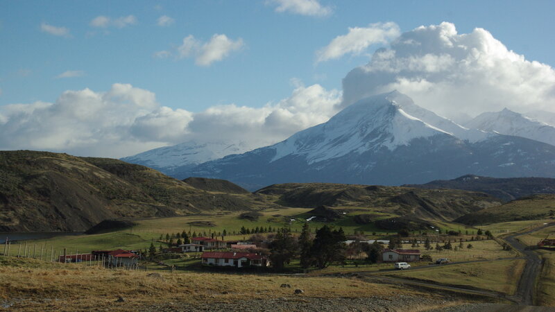 Snow-capped Mountain Village — Blue, Serene, Afternoon