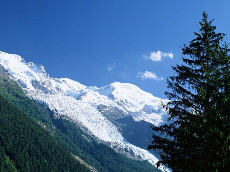 Snow-capped mountain with glacier