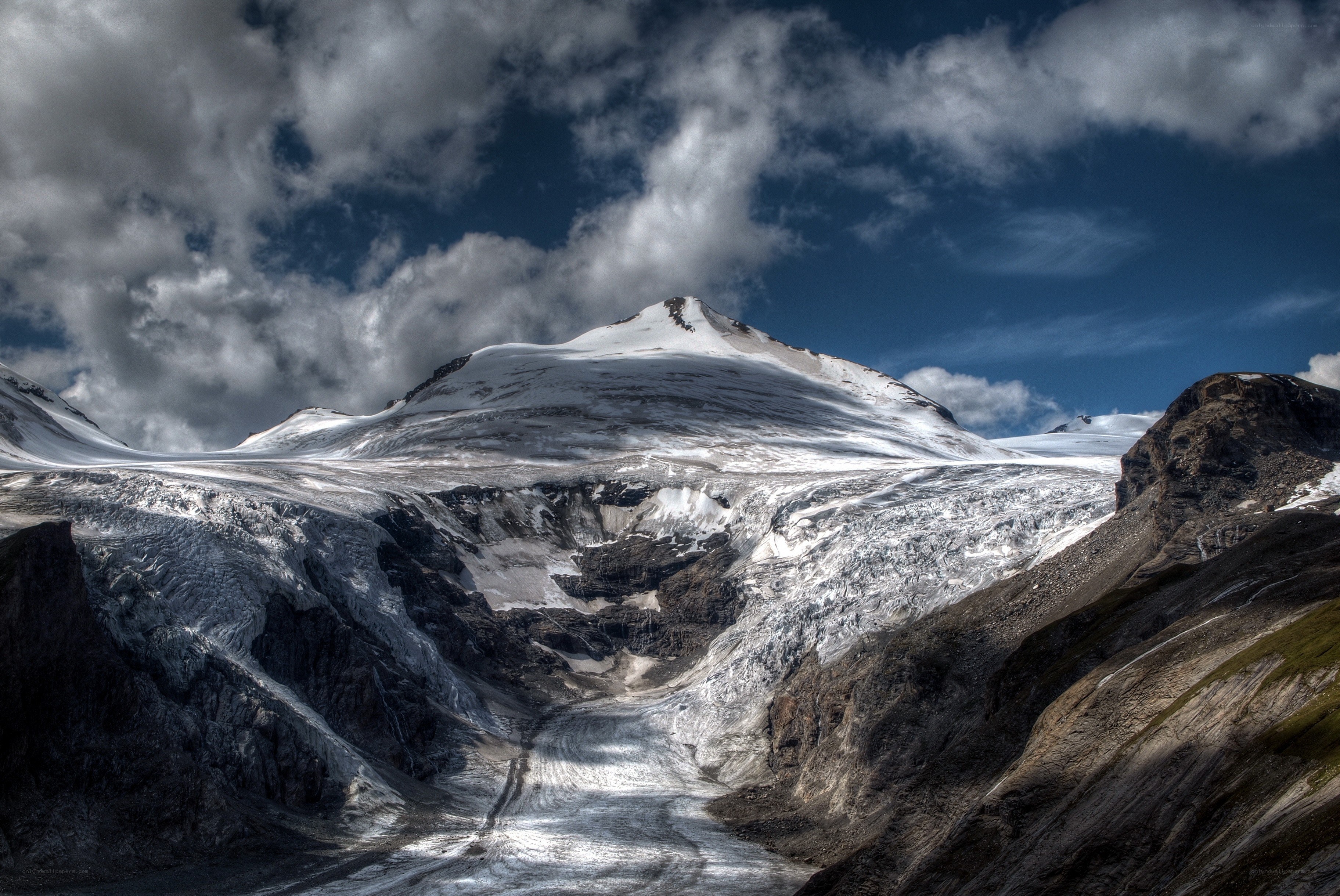 Snow-capped mountain with glacier