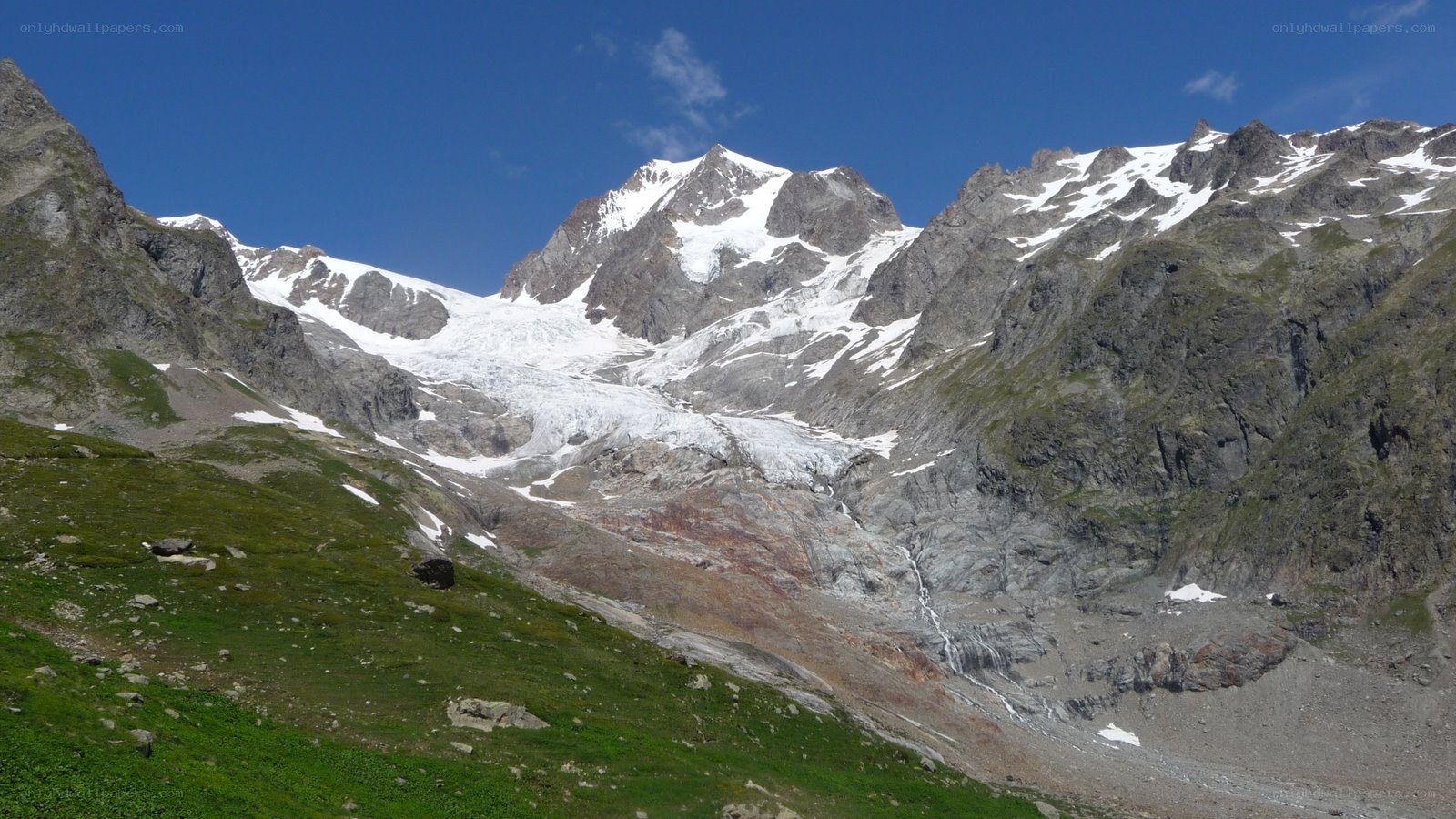 Snow-capped mountain with glacier