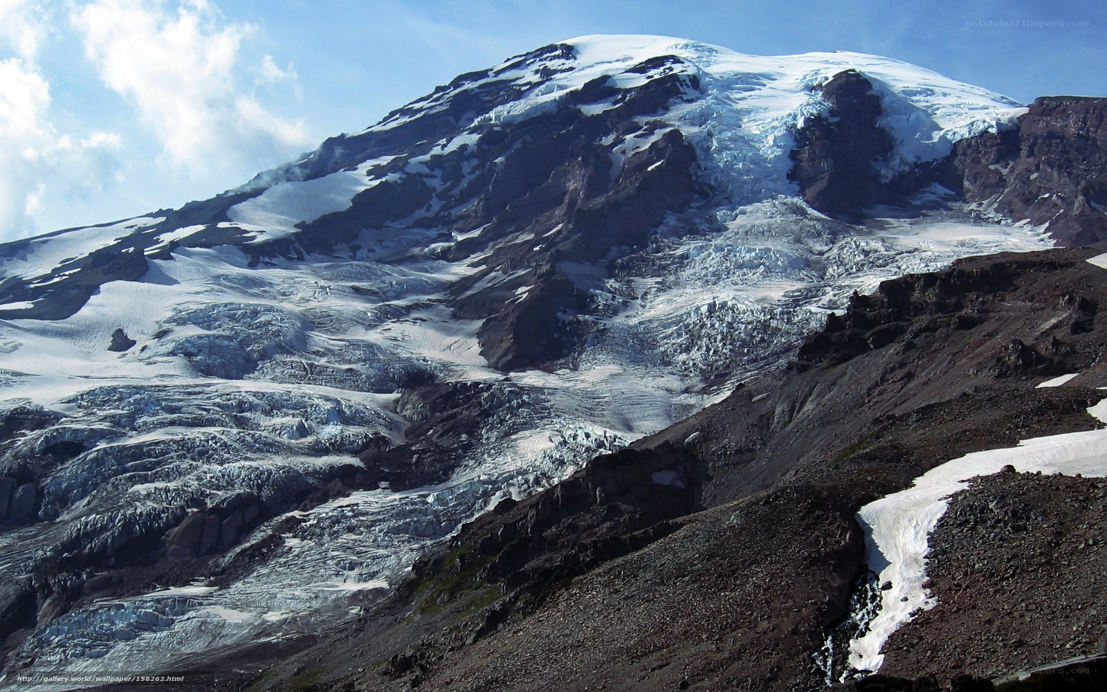 Snow-capped mountain with glaciers