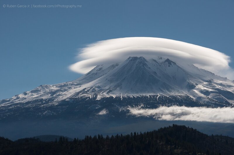Snow-capped Mountain with Lenticular Cloud — Blue