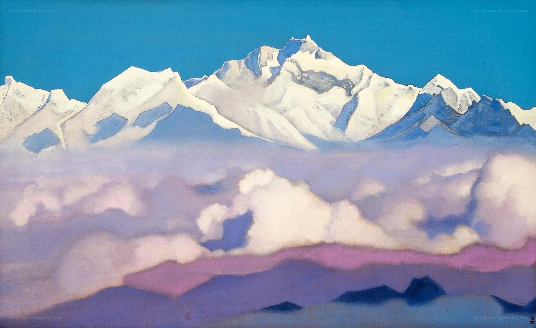 Snow-Capped Mountains Above Clouds