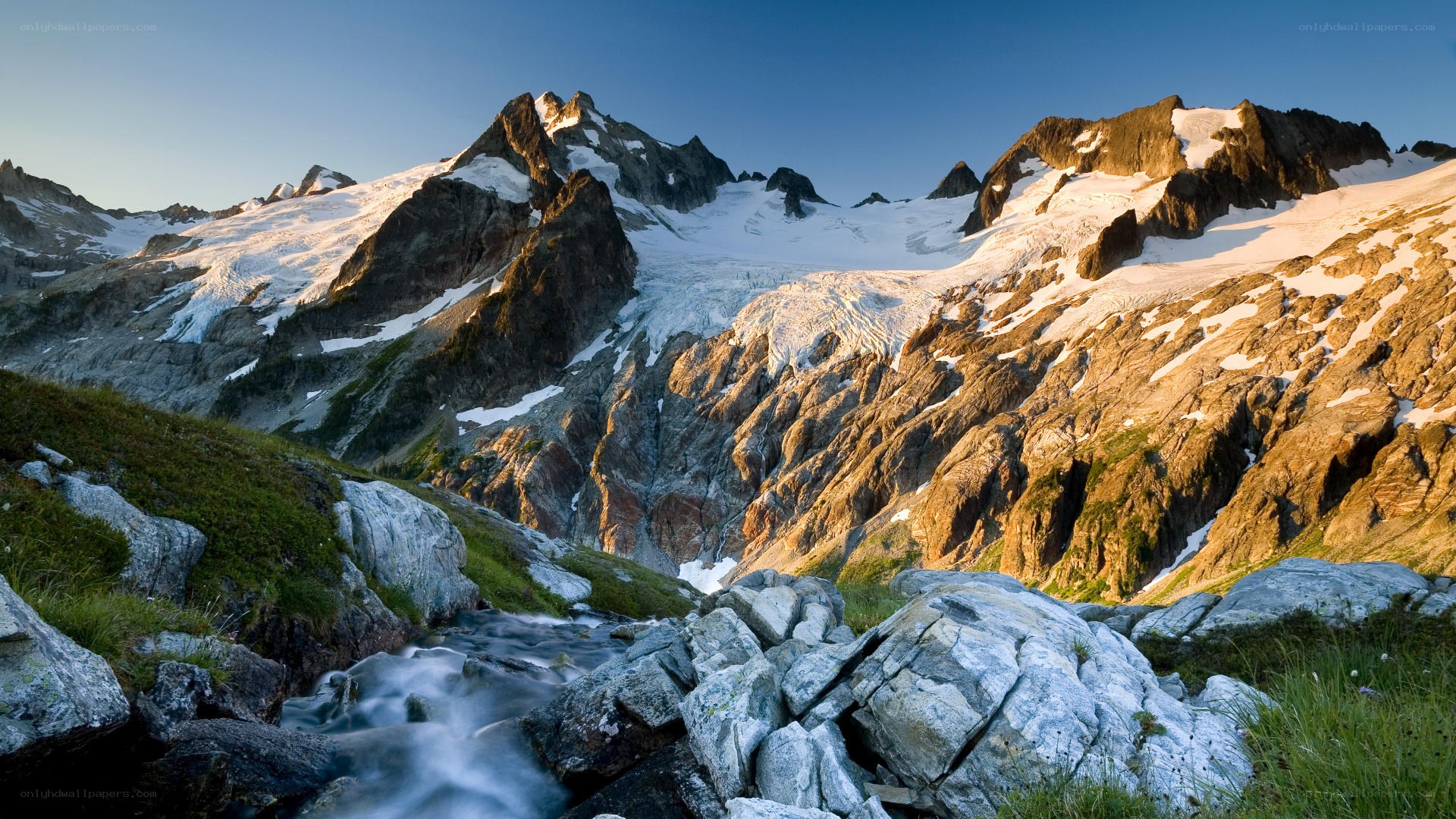 Snow-capped mountains and glacier