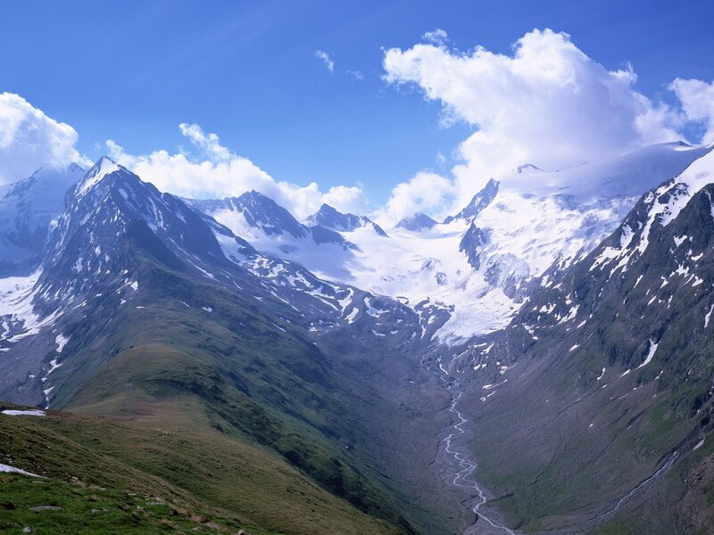 Snow-capped mountains and glacier