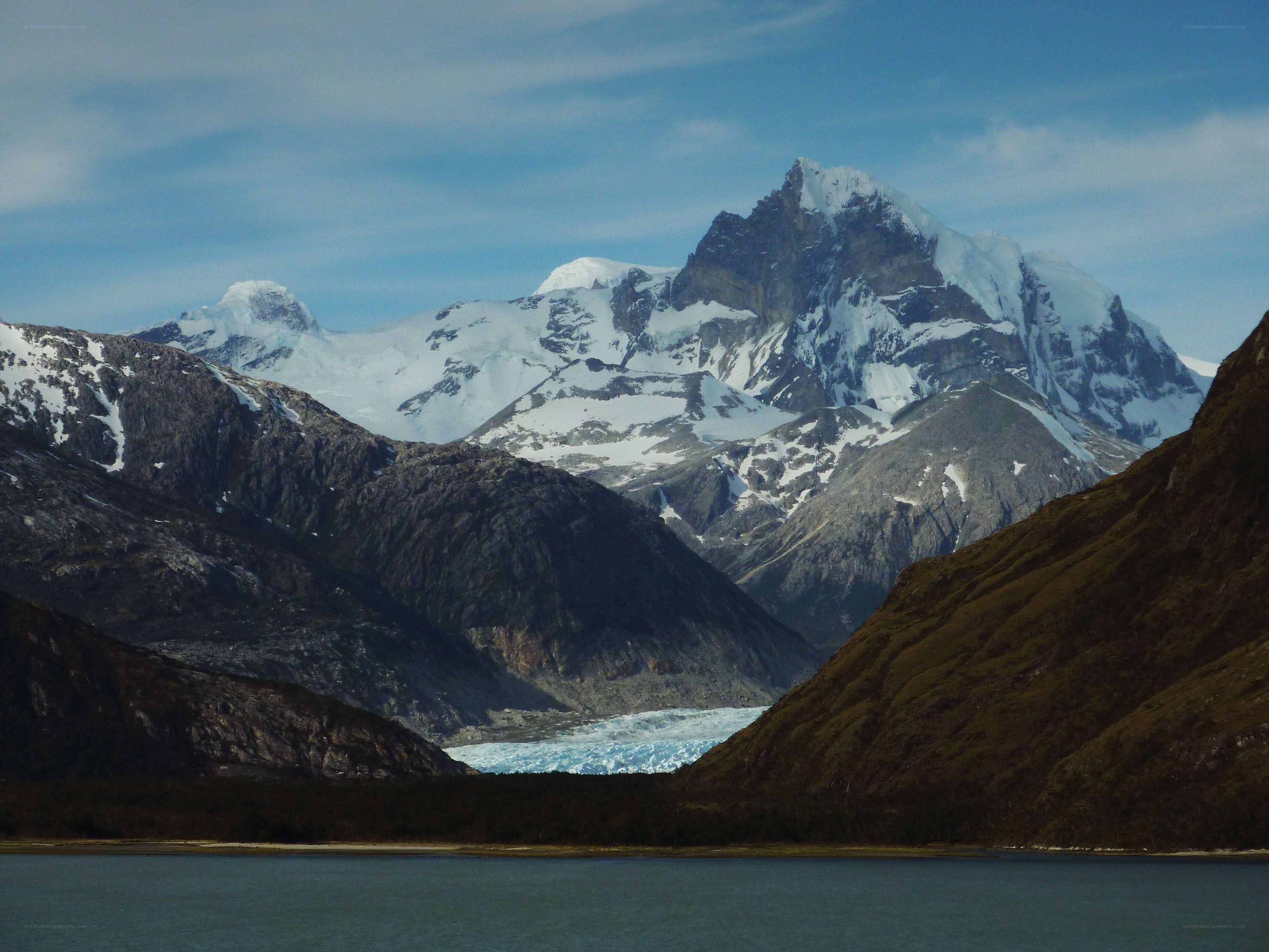 Snow-capped mountains and glacier