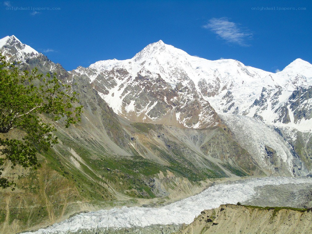 snow-capped mountains and glacier