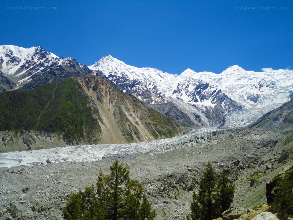 snow-capped mountains and glacier