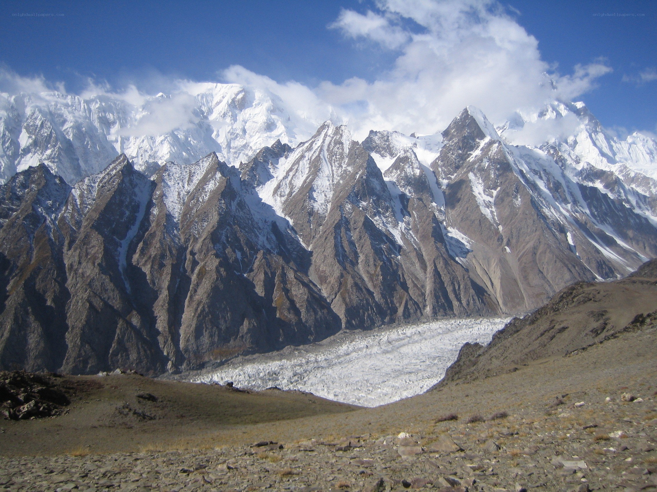 snow-capped mountains and glacier