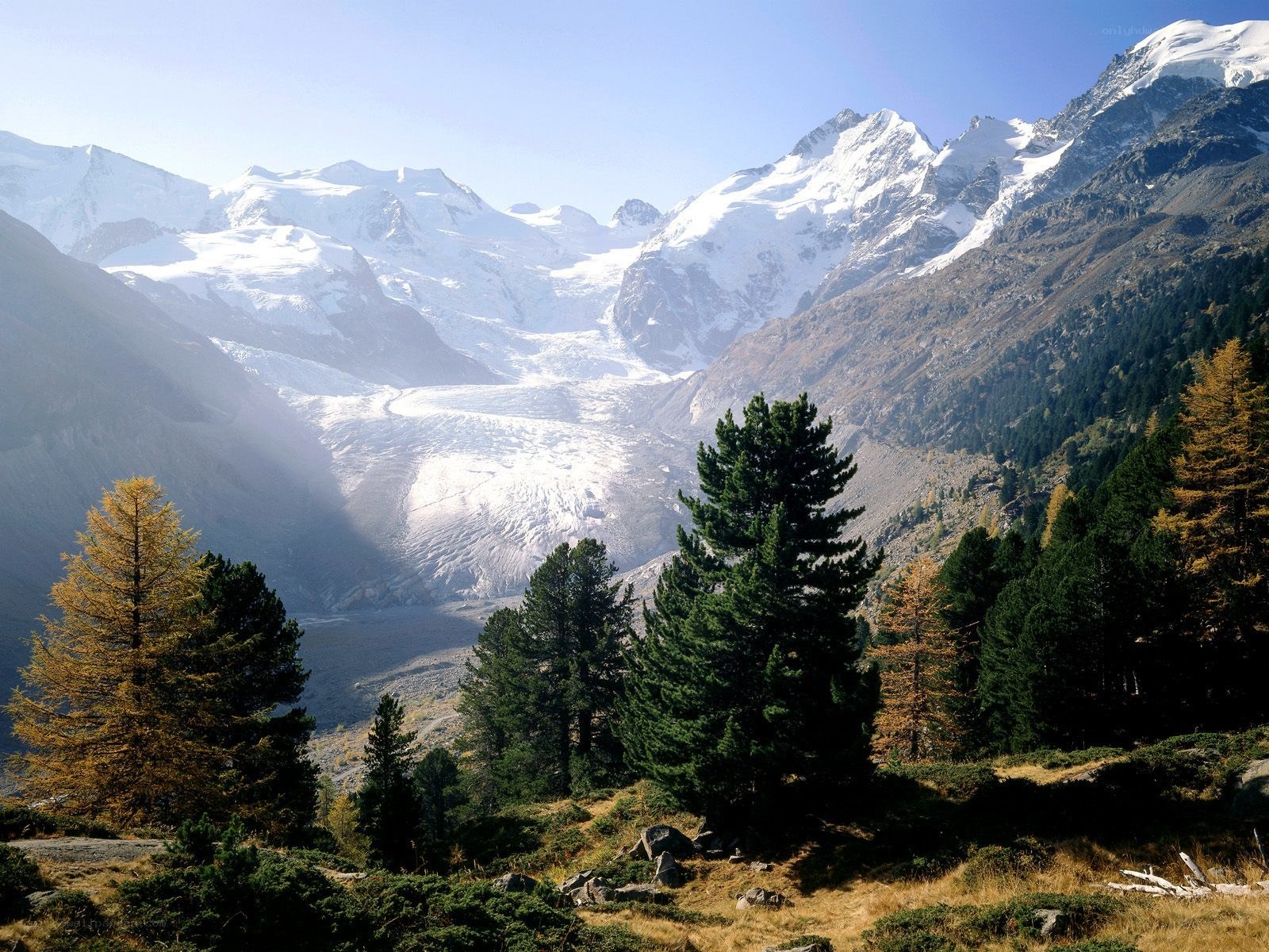 Snow-capped mountains and glacier