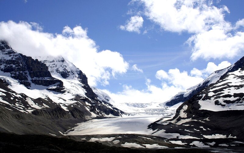snow-capped mountains and glacier