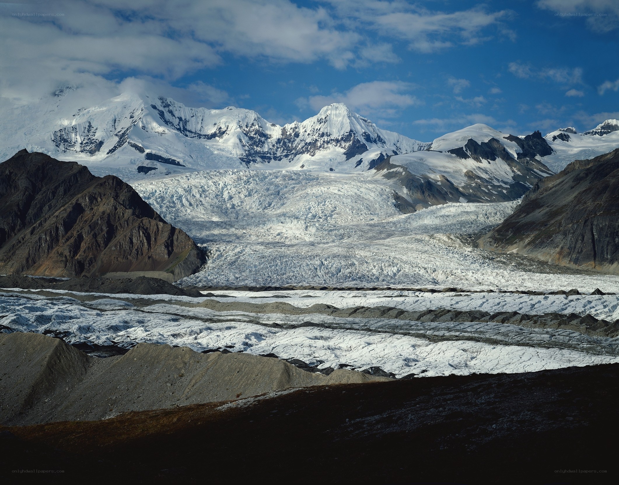snow-capped mountains and glacier
