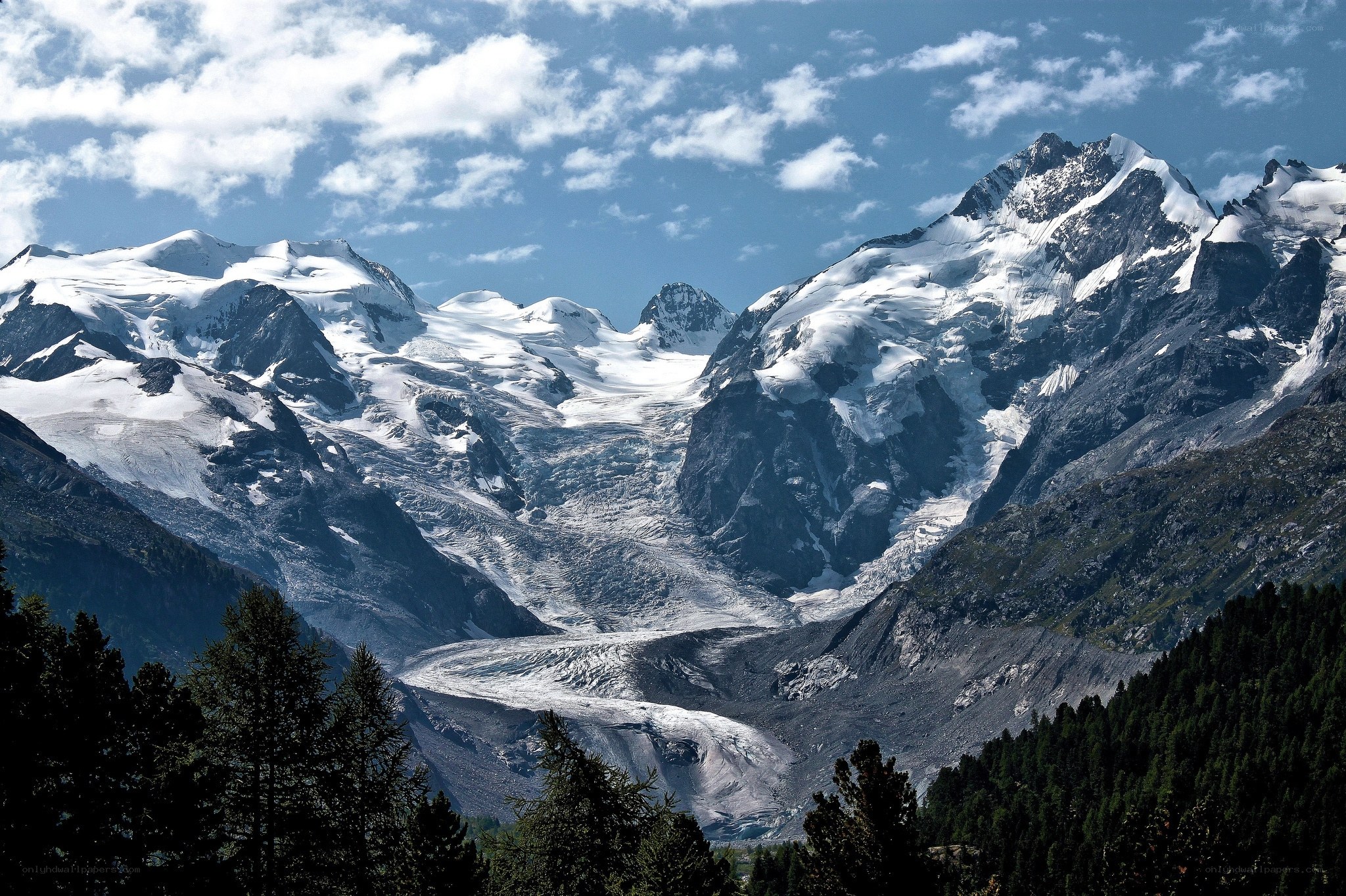 snow-capped mountains and glacier