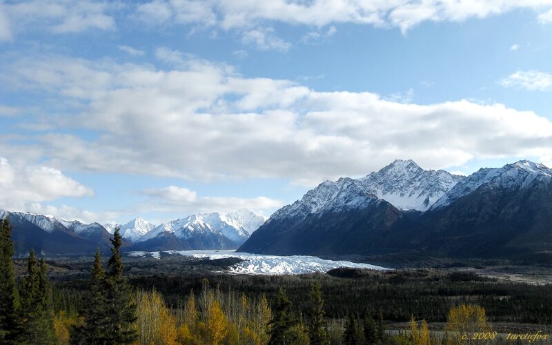 Snow-capped Mountains and Glacier — Blue