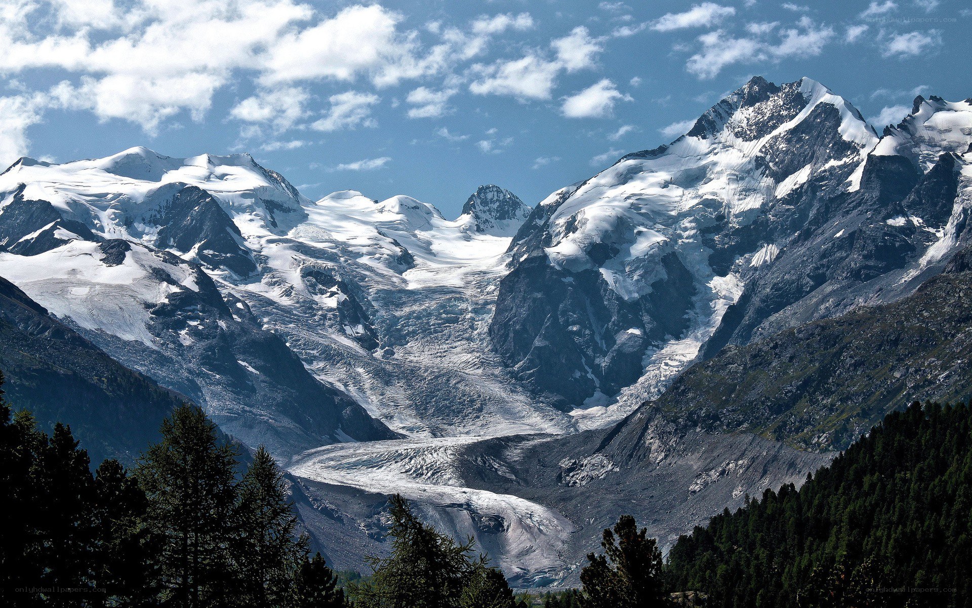 snow-capped mountains and glaciers
