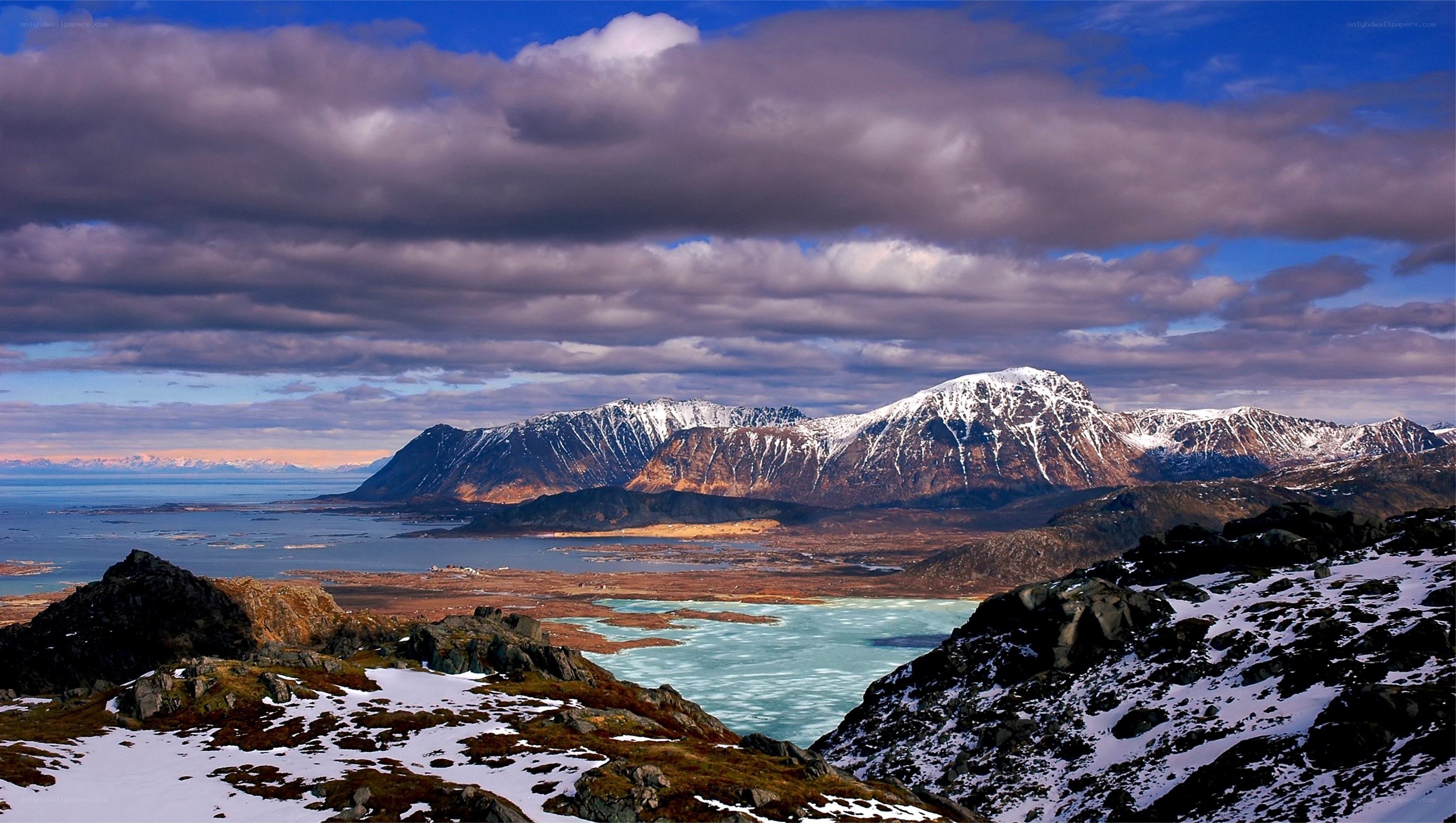 snow-capped mountains and icy bay