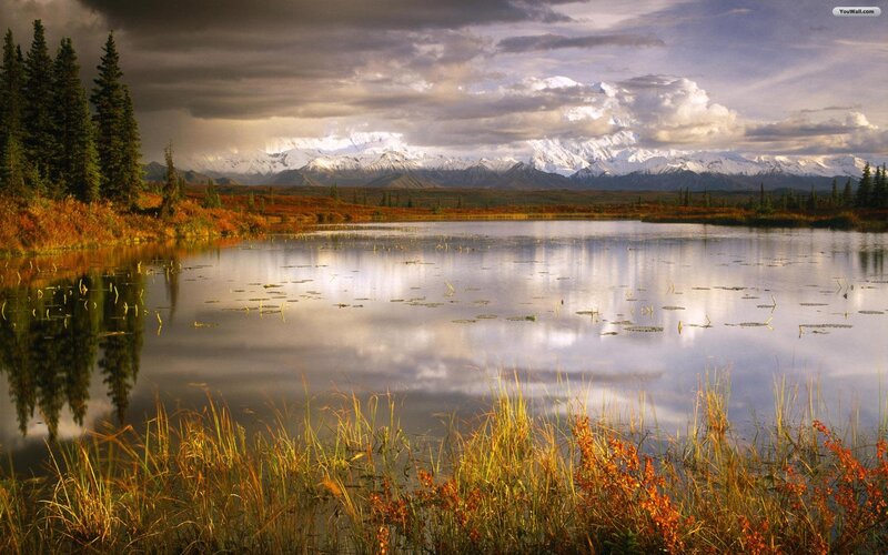 Snow-capped Mountains and Lake — Blue, Dramatic, Afternoon, Photograph