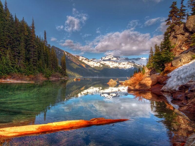 Snow-capped Mountains and Lake — Blue, Serene, Afternoon, Photograph, Forest