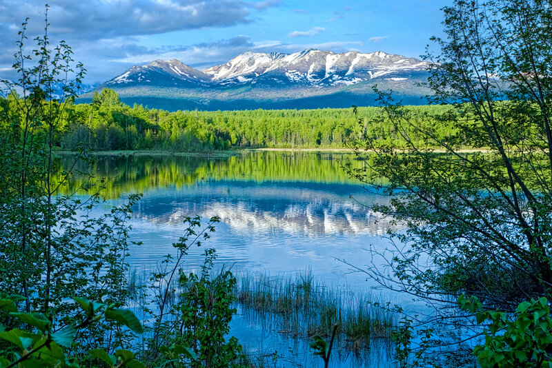 Snow-capped Mountains and Lake — Blue, Serene, Afternoon, Photograph, Trees, Forest