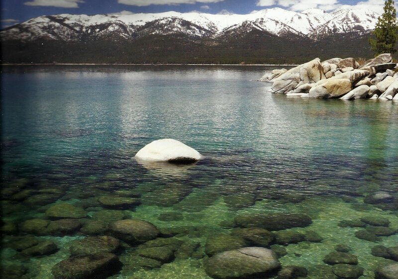 Snow-capped Mountains and Lake — Blue, Serene, Summer, Photograph, Rocks