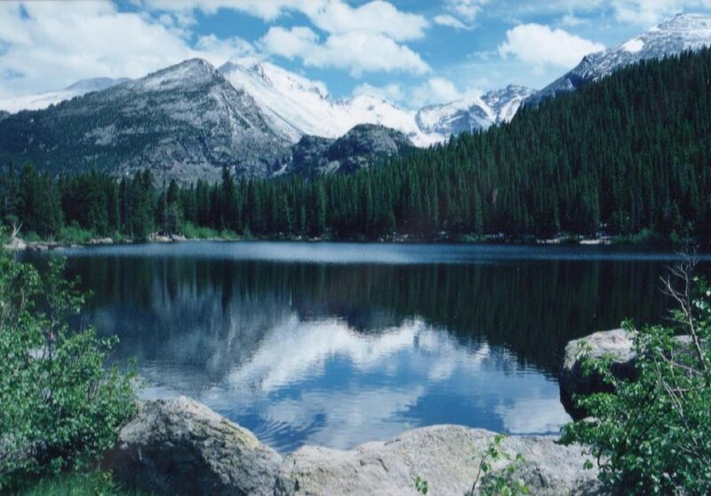 Snow-capped Mountains and Lake — Blue, Serene, Summer