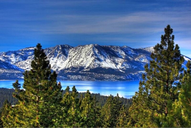 Snow-capped Mountains and Lake — Blue, Serene, Winter