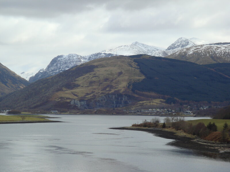 Snow-capped Mountains and Lake — Gray, Serene