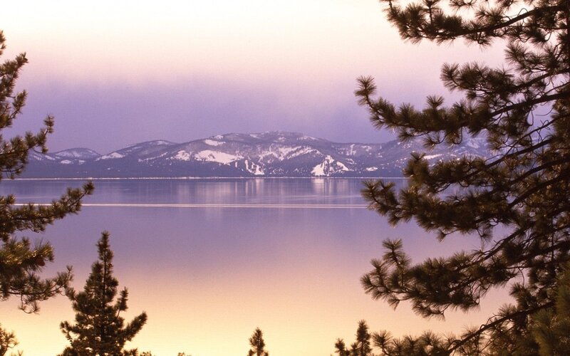 Snow-capped Mountains and Lake — Purple