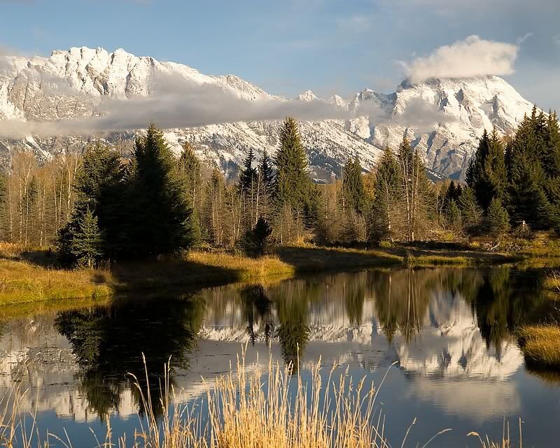 Snow-capped Mountains and Pond