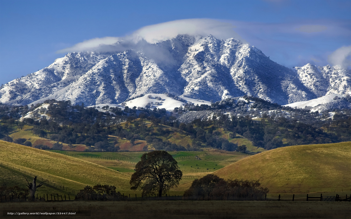 Snow-Capped Mountains and Rolling Hills
