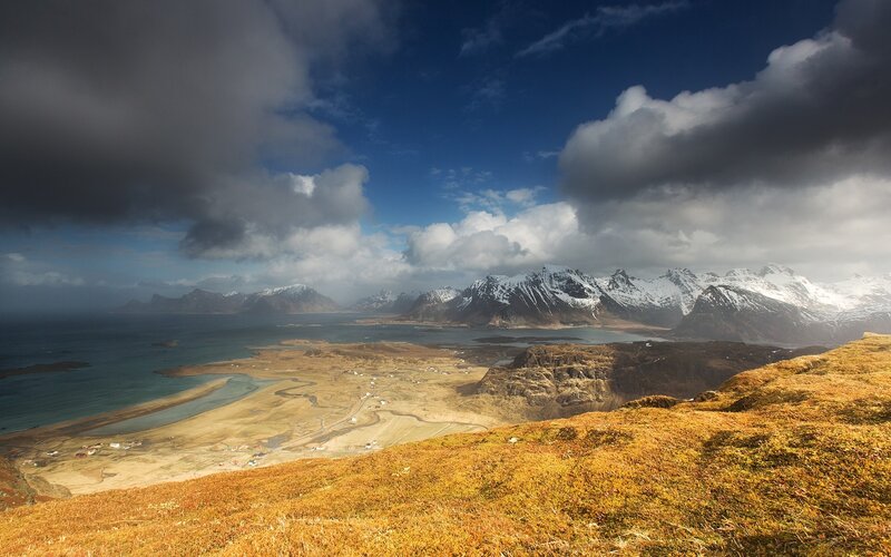 Snow-capped Mountains and Sea — Blue