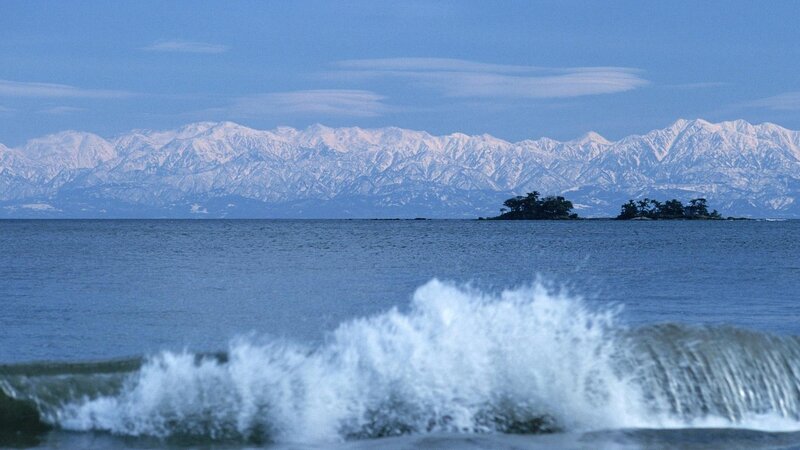 Snow-capped Mountains and Sea