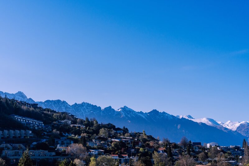 Snow-capped Mountains and Town
