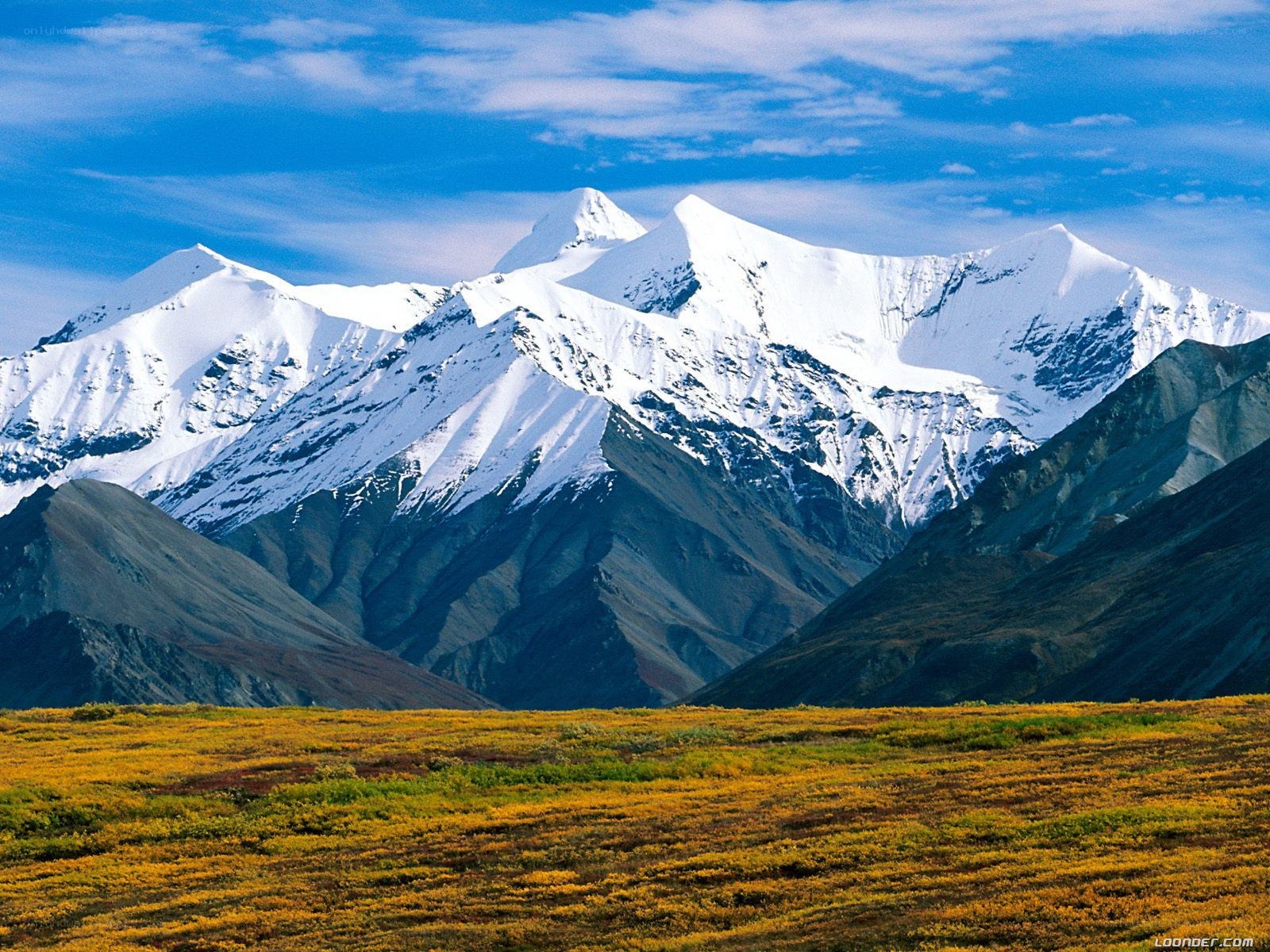Snow-capped mountains and tundra