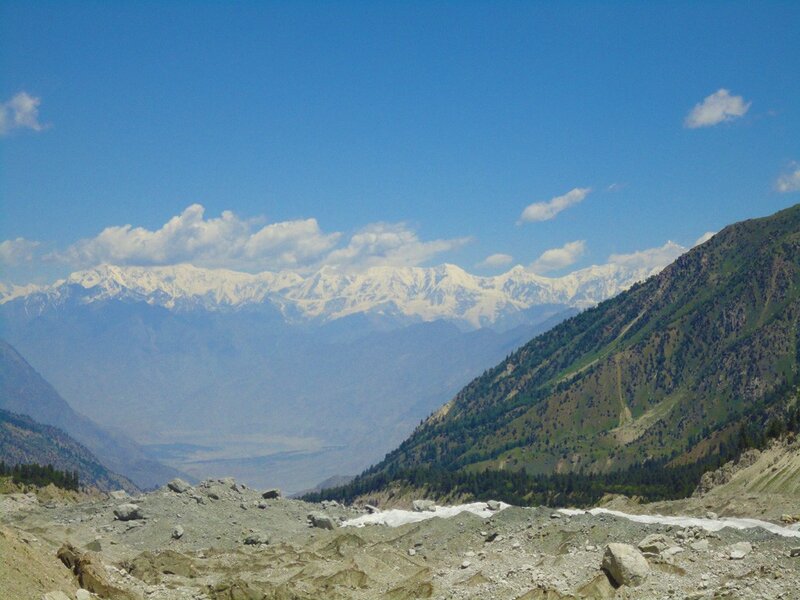 snow-capped mountains and valley