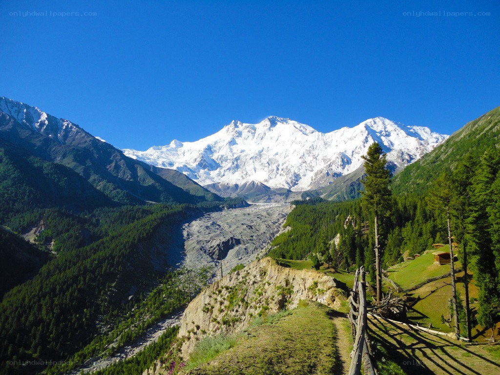 snow-capped mountains and valley