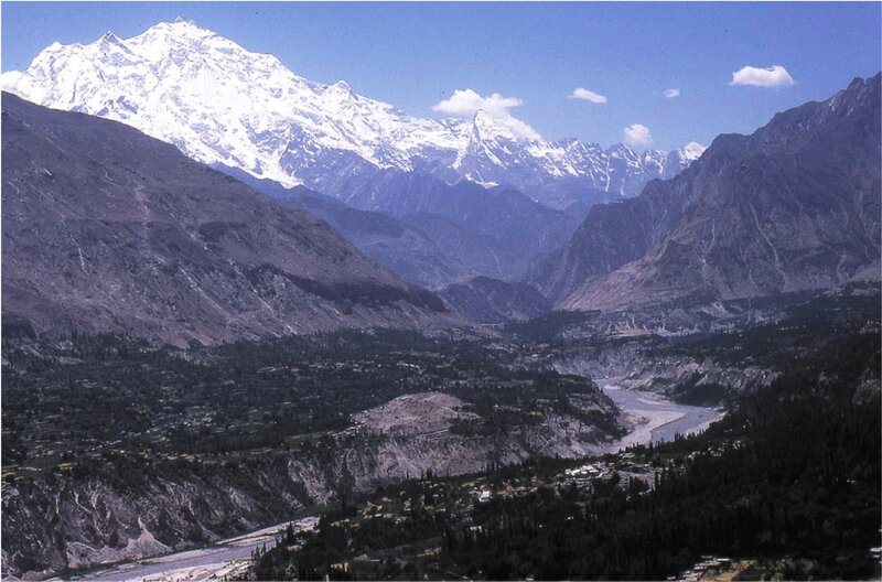 snow-capped mountains and valley
