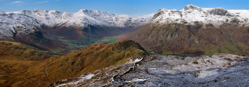 snow-capped mountains and valley