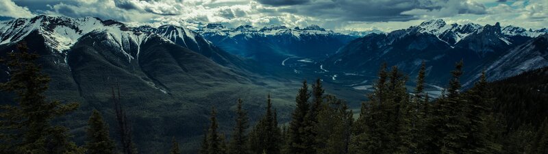 Snow-capped Mountains and Valley — Green