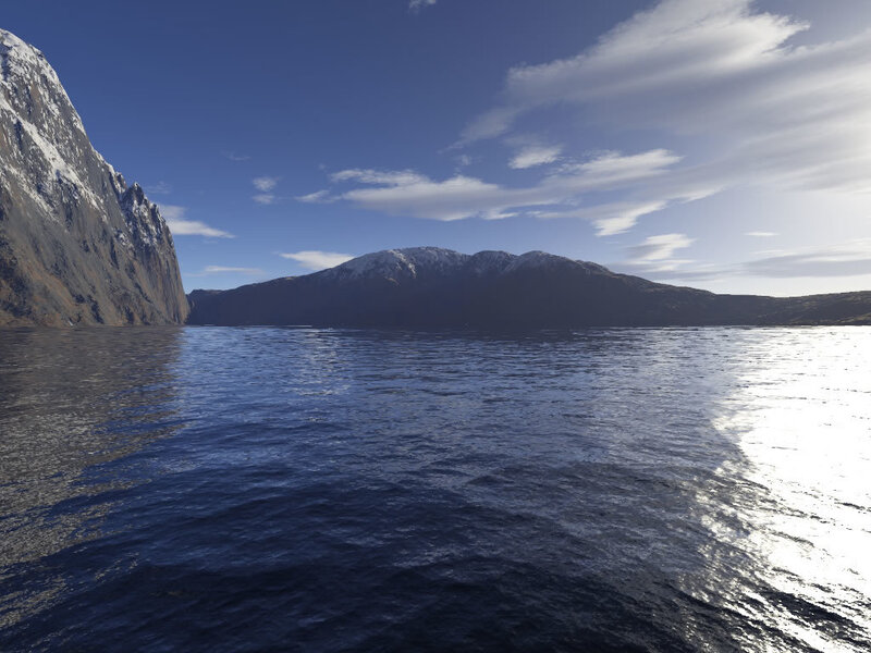 Snow-capped Mountains and Water