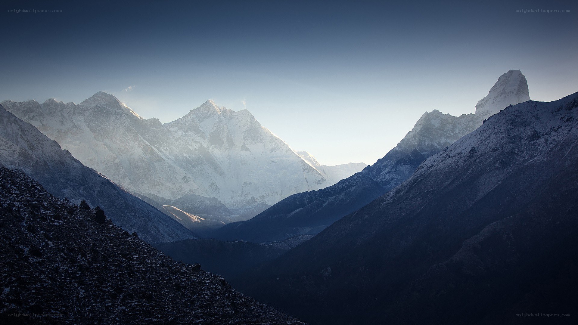 snow-capped mountains at dawn