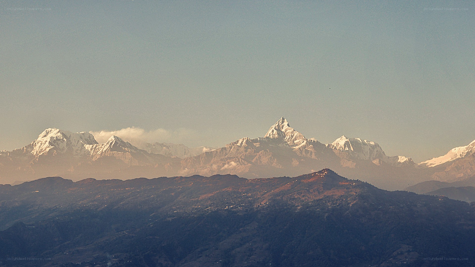 snow-capped mountains at dawn