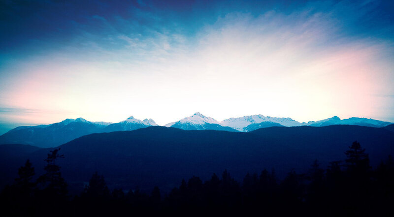 Snow-capped Mountains at Dusk — Blue