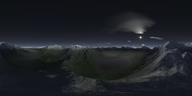 Snow-capped Mountains at Night — Black, Serene